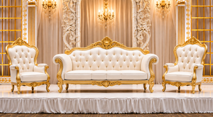Royal White & Gold Victorian <b>Wedding</b> Stage for Luxury Events Luxury Fiber <b>Frames</b> Panel for Stage Decor Royal Hand Carved <b>Frames</b> - Product Image 3