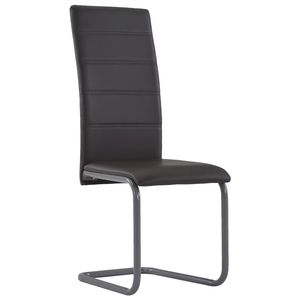 Juego de 2 sillas de comedor de piel sintética marrón con estructura de acero y tapicería cómoda - Product Image 2