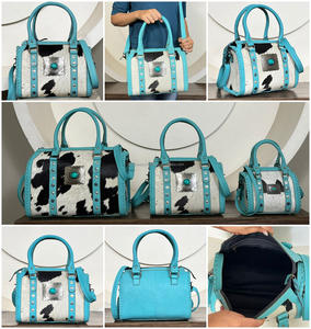 Bolso de Hombro Pequeño Estilo Western OEM Personalizado de Cuero con Pelo, Bolso de Viaje de Piel de Vacuno con Tachuelas y Conchos, con Aspecto Elegante - Product Image 3