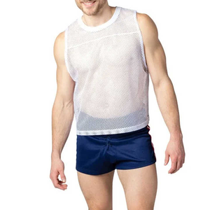 Wholesale High Quality Customized Men's Knitted <b>Mesh</b> Sporty Tank <b>Top</b> Running Sports Fitness Sleeveless Custom Logo Design - Product Image 2