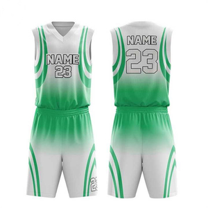 Conjunto de Uniforme de Baloncesto Personalizado con Degradado Verde y Blanco, Impresión Sublimada, Camiseta sin Mangas y Pantalones Cortos de Poliéster que Absorben la Humedad, Unisex para Adultos - Product Image 1