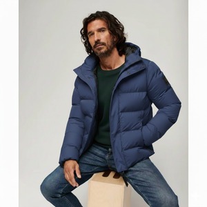 Men's Peach Hooded Puffer <b>Jacket</b> Windproof Winter Casual Thick Polyester Fiber Filled <b>Zipper</b> Closure Regular Fit - Product Image 4