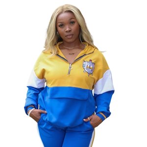 Conjunto Deportivo Sigma Gamma Rho para Mujer, Azul y Dorado, Dos Piezas, Ropa Deportiva de la Hermandad Griega, Estilo Casual y Cómodo - Product Image 3