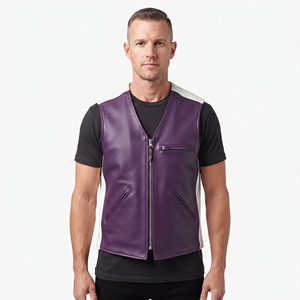 <b>Men</b> Leather Waist Coat <b>Men's</b> Leather Zipper Office Wear <b>Vest</b> <b>Men</b> Sleeveless Leather Waistcoat <b>Mens</b> Side Pockets PU Leather <b>Vest</b> - Product Image 6