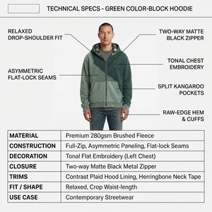 Sweat à capuche zippé asymétrique personnalisé pour homme, style vintage délavé, coupe droite, molleton brossé 280 GSM, streetwear européen - Product Image 5