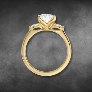 Anillo de diamantes cultivados en laboratorio con certificación IGI, anillo radiante de oro amarillo de 14K/18K con tres diamantes en forma de pera, anillo de compromiso para mujer, joyería fina. - Product Image 2