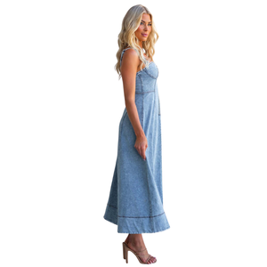 Vestido largo de mezclilla sin mangas para mujer, ropa cómoda de moda de verano - Product Image 2