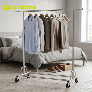 Perchero moderno de metal y acero con ruedas, soporte portátil independiente para almacenamiento de ropa, mueble para dormitorio - Product Image 5