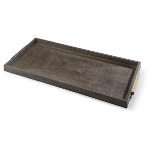 Plateau rond argenté de meilleure qualité, ustensile de service gris Simple et décoratif avec poignées en laiton - Product Image 5