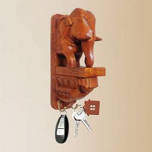 Decorative Mango Wood Elephant <b>Wall</b> <b>Key</b> Holder – Artistic Mango Wood Elephant <b>Wall</b> <b>Hook</b> Stylish 2 <b>Hook</b> <b>Key</b> Organizer for Home - Product Image 6
