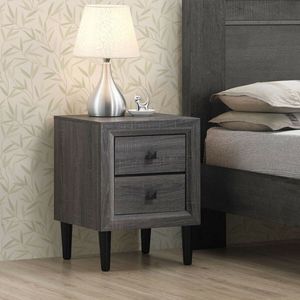 Comodino Moderno Estensibile con 2 Cassetti in Legno e Metallo, Arredamento per Camera da Letto per Casa e Villa - Product Image 2