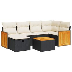 Conjunto de Sofás de Jardín en Negro y Blanco Crema para Muebles de Patio - Product Image 2