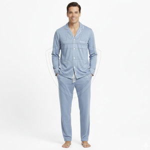 Ensemble de nuit pour homme, confort quotidien, respirant, design décontracté, 100% soie, vêtements de détente pour usage intérieur - Product Image 2