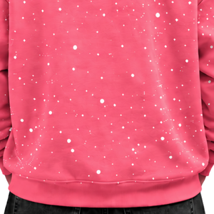 เสื้อฮู้ดดี้ผู้ชายสีชมพูร้อนพิมพ์ลายจุดสีขาวทรงโอเวอร์ไซส์ลำลองแขนยาวมีเชือกผูกฮู้ดกระเป๋าจิงโจ้สไตล์สตรีทแวร์ - Product Image 6
