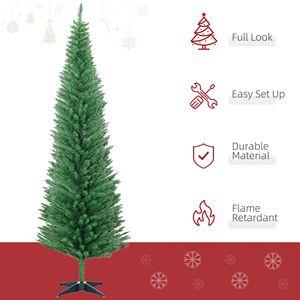 7ft <b>Light</b> Green Pencil Christmas <b>Tree</b> with 499 Realistic Branch Tips and Warm LED <b>Lights</b> Decorated with Stand - Product Image 4