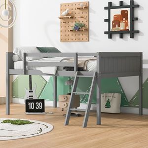 Letto a soppalco a galleria bassa con scaletta, grigio, per bambini, con opzione di posizionamento, vecchio SKU GX000366AAE - Product Image 2