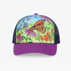 Unisex Floral Sublimation Print Baseball Cap Breathable Mesh Back <b>Purple</b> Brim Casual <b>Hat</b> for Adults Spring Summer 56-58cm - Product Image 5