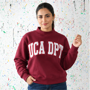 Pull-over à col montant personnalisé gris pour femme UCA DPT, couleurs d'équipe universitaire, esprit scolaire, fabrication de vêtements en tricot - Product Image 3