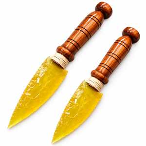 Cuchillo de Fibra Óptica Amarilla con Mango de Madera Hecho a Mano, Daga Mística Athame para Coleccionables de Fantasía y Decoración de Altar - Product Image 1