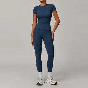 Conjunto de Camiseta Deportiva para Mujer, Corte Ajustado, Ropa Deportiva de Alta Calidad para Gimnasio, Leggings de Yoga, Conjuntos de Yoga con Logotipo Personalizado - Product Image 5