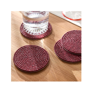 <b>Beaded</b> <b>Coaster</b> Best Quality <b>Beaded</b> <b>Coasters</b> Handmade Rice Bead <b>Coasters</b> Desktop Decoration - Product Image 1