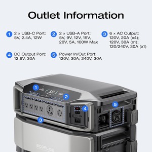 12kWh <b>Power</b> Station: DELTA Pro Ultra with Extra Battery, 120/240V 7200W AC Output, Lifepo4 Home Battery - Product Image 3