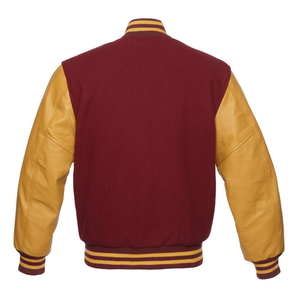 Consigue una Chaqueta de Béisbol Universitaria Personalizada con Bordado Chenille para Hombre, con Cuerpo de Lana y Mangas de Cuero para el Invierno - Product Image 3