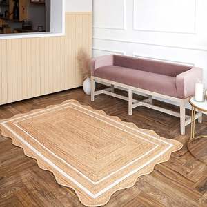 Alfombras y Tapetes de Yute Trenzado de Alta Calidad, Alfombra Rectangular de Yute Natural Tejida a Mano con Borde Festoneado a Precio Económico - Product Image 1