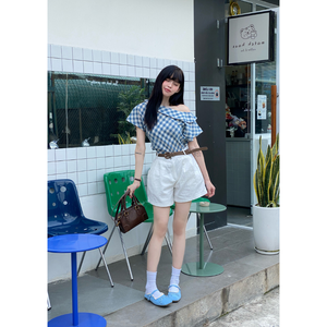 Conjunto de Shorts Caqui para Mujer MISOUL de la Mejor Calidad, Varios Tamaños, Cintura Alta, Corte Recto, Transpirable, 100% Algodón Ecológico, Cierre de Botones, Vietnam - Product Image 6