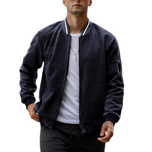 Chaqueta de bombardero de Jacquard informal para hombre, ropa de calle de otoño, abrigo universitario ligero con bolsillos con cremallera, diseño de bloque de color - Product Image 5