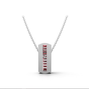 จี้เพชรทรงบาแก็ตต์สีชมพูทองคำ 18K คลาสสิก ประดับเพชรทรงกลม - Product Image 3