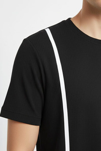 Camiseta Unisex Azul Marino de Manga Corta, Cuello Redondo, Color Sólido Minimalista, Transpirable, Ligera, de Poliéster, para Adultos, Corte Veraniego - Product Image 6