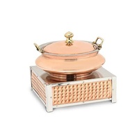 Soporte para Plato de Comida Caliente de Cobre con Exterior Pulido y Tapa de Cobre, Olla Calentadora Ecológica para Buffet, para Servicio de Catering en Hoteles