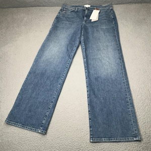 Vaqueros vintage lavados de cintura alta y pierna ancha para mujer, pantalones de mezclilla holgados y rectos, ideales para figuras curvilíneas, estilo casual y urbano. - Product Image 1
