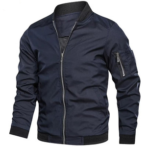 Chaqueta Bomber Slim Personalizada en Color Borgoña, Azul Marino, Negro Azabache y Caqui Desierto para Hombre, Ropa Exterior de Moda OEM - Product Image 2