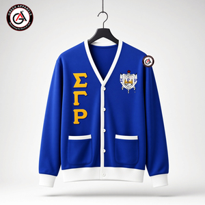เสื้อคาร์ดิแกนอะคริลิกปักลาย Sigma Gamma Rho Sorority ทรงวีคอ ป้องกันรอยยับ สไตล์วินเทจ สำหรับผู้หญิง ใส่ในฤดูหนาว |   เสื้อคาร์ดิแกนสไตล์สั่งทำพิเศษ - Product Image 1