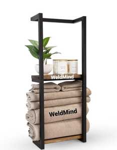 <b>Wall</b> <b>Mounted</b> Bathroom <b>Shelf</b> Storage Rack Metal Frame Wooden Panel Organizer for Washroom Vanity - Product Image 5