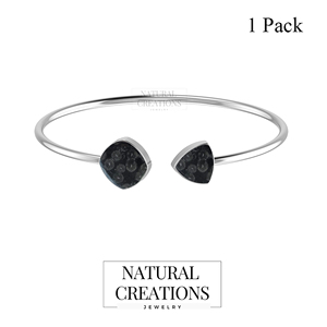 Pulsera Ajustable de Plata de Ley 925 de Acabado Premium con Coral Fósil Negro y Corte Semi-Trillón Tipo Cojín, Regalo de Moda - Product Image 2