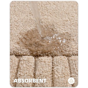 Tapis de bain en coton rectangulaire beige épais et moelleux avec dos antidérapant en caoutchouc, lavable en machine, pour usage domestique - Product Image 5