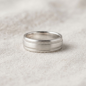 925 Silver Rhodium Plated Classic Wedding <b>Ring</b> Milgrain Inlay Band Wide Comfort Fit <b>for</b> <b>Men</b> Women - Product Image 2