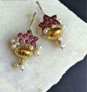 Pendientes Colgantes Negros de Dos Tonos a la Moda para Mujer, Hechos a Mano, para Uso Diario, Joyería India, Venta Directa de Mayorista - Product Image 1