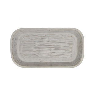 Décor à la maison en bois de manguier blanc antique rectangulaire multi-usages de haute qualité fait à la main grand bol à pâte en bois pour bougeoir - Product Image 6