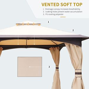 Gazebo da Esterno 10x12 piedi con Telaio in Acciaio, Tetto a 2 Livelli e Rete per Riporre Cappotti da Donna nel Prato - Product Image 4