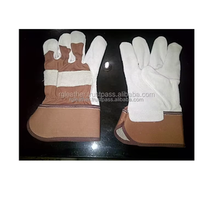 Gants de sécurité industrielle coton blanc fendu cuir canadien Durable Workman Protection des mains anti-coupure Design confortable en vrac - Product Image 2