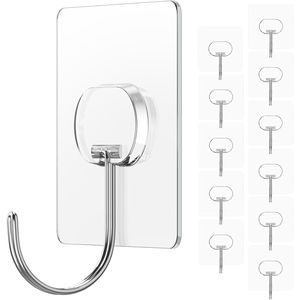 Waterproof Transparent Heavy-Duty Robe <b>Hooks</b> Large Self-Adhesive Bathroom <b>Towel</b> Coat <b>Hooks</b> - Product Image 1