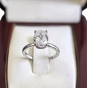 Moissanite Engagement <b>Ring</b> 925 Sterling <b>Silver</b> Oval Cut <b>Solitaire</b> Wedding <b>Ring</b> for Women - Product Image 1