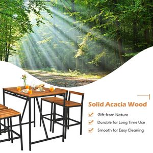 Set bar da esterno per patio, 5 pezzi, in legno di acacia e rattan PE - Product Image 6