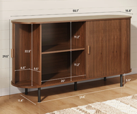 Meuble de rangement à deux portes en bois massif fait main, finition marron, design à panneaux plats, idéal pour le salon ou l'entrée.