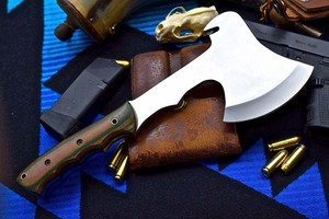 Handmade High Carbon Steel Blade Wood <b>Handle</b> <b>Axe</b> With Leather Sheath Outdoor <b>axe</b> - Product Image 2
