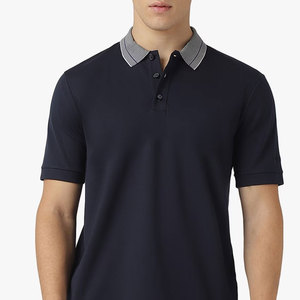 Polo de Manga Corta Azul Marino para Hombre, Color Sólido, Algodón Piqué, Estilo Casual, Cuello con Botones - Product Image 3